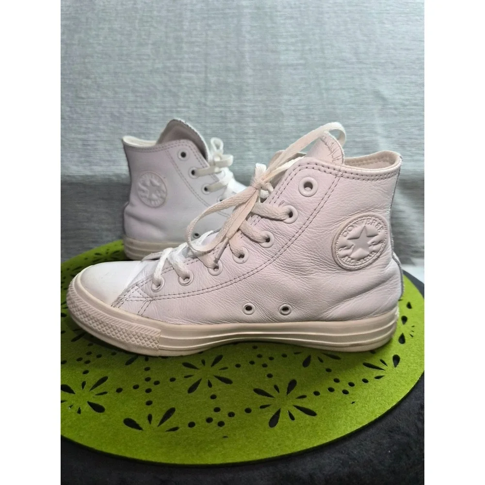 Converse Chuck Taylor All Star High Unisex US M4/W6 Shoes White Leather Sneakers - Picture 7 of 8